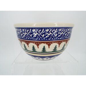 Boleslawiec Polish Pottery Evergreen Pine Tree Bowl 3.75" x 6.25"